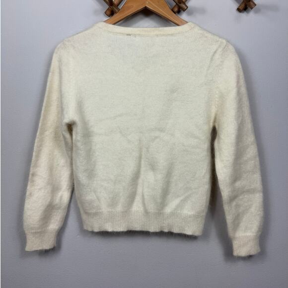 Vintage 525 America Angora Blend White Pearl Button Cardigan Size M - Picture 2 of 7